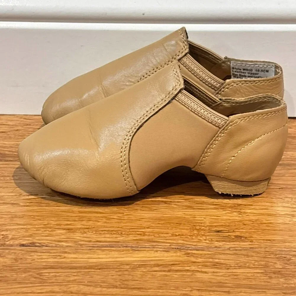 Weissman Leather Jazz Dance Shoes Tan Girls 10.5 Style W800 - Picture 3 of 8